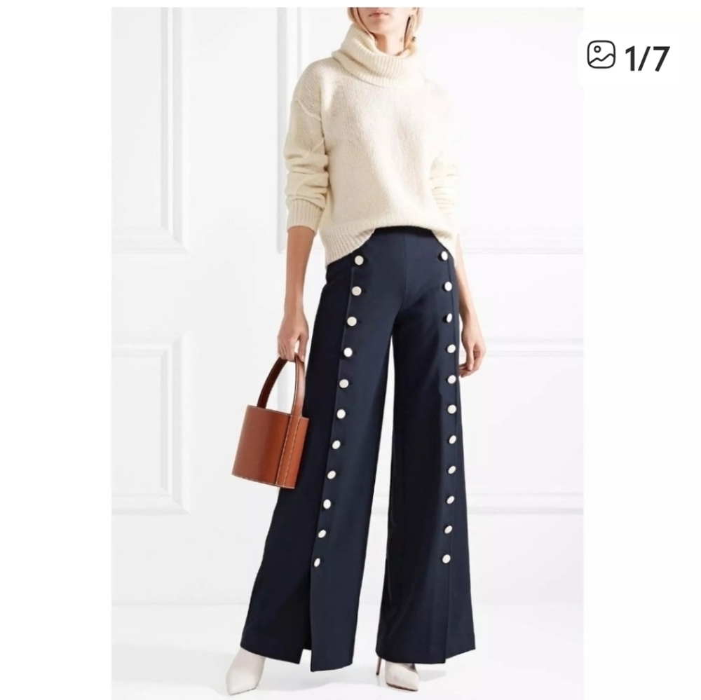 Tory Burch Carrie Button-embellished Wide-leg Pants